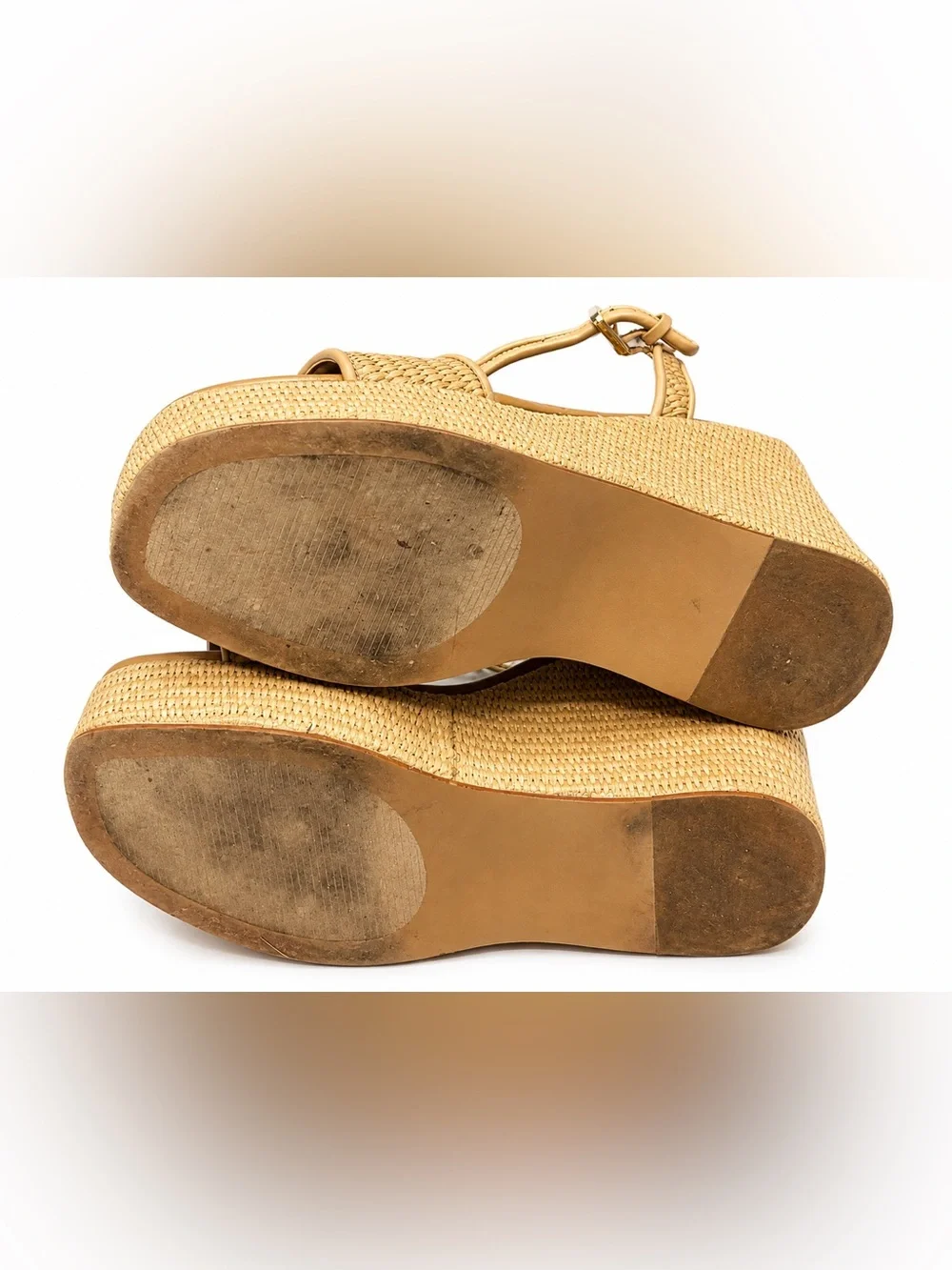 Steve Madden Tan Woven Platform Wedge Sandals with Ankle Strap